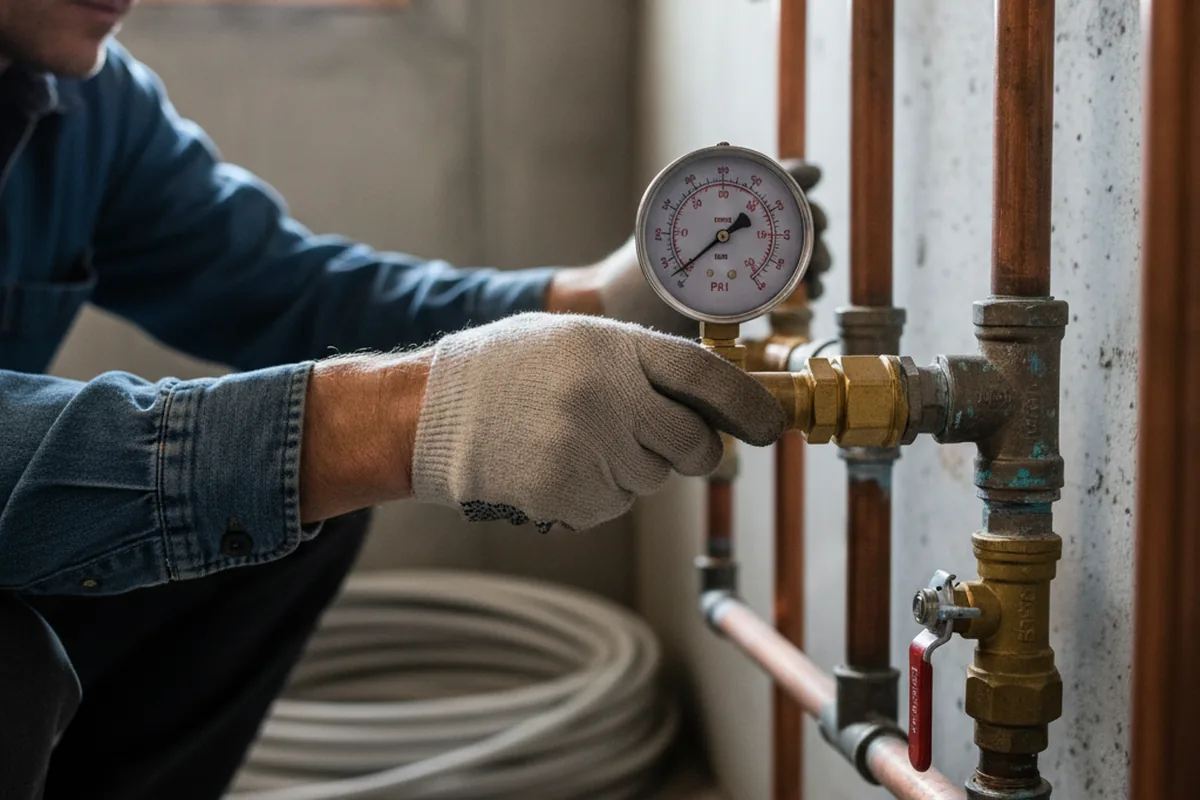 Pressure testing a repaired line during Water Line Repair in Rescue